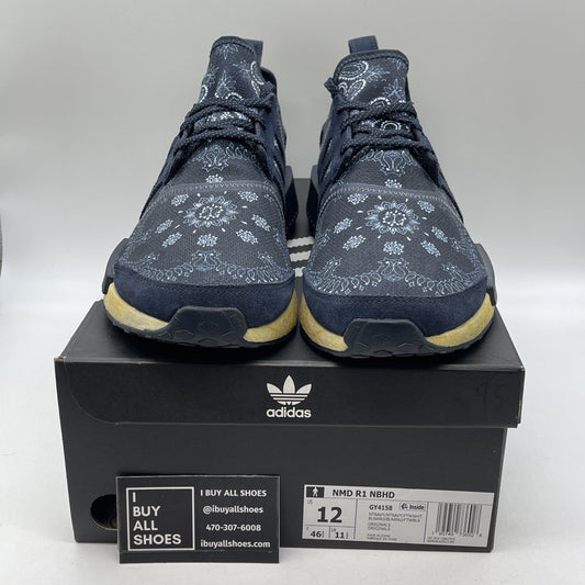 Size 12 - adidas Neighborhood x NMD_R1 Navy Paisley Bandana Suede (GY4158)