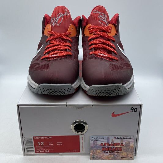 Size 12 - Nike LeBron 9 Low Red Grey Orange (510811-600)