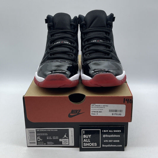 Size 5Y- Jordan 11 Retro Bred 2019 (GS) Black Red White Leather (378038-061)