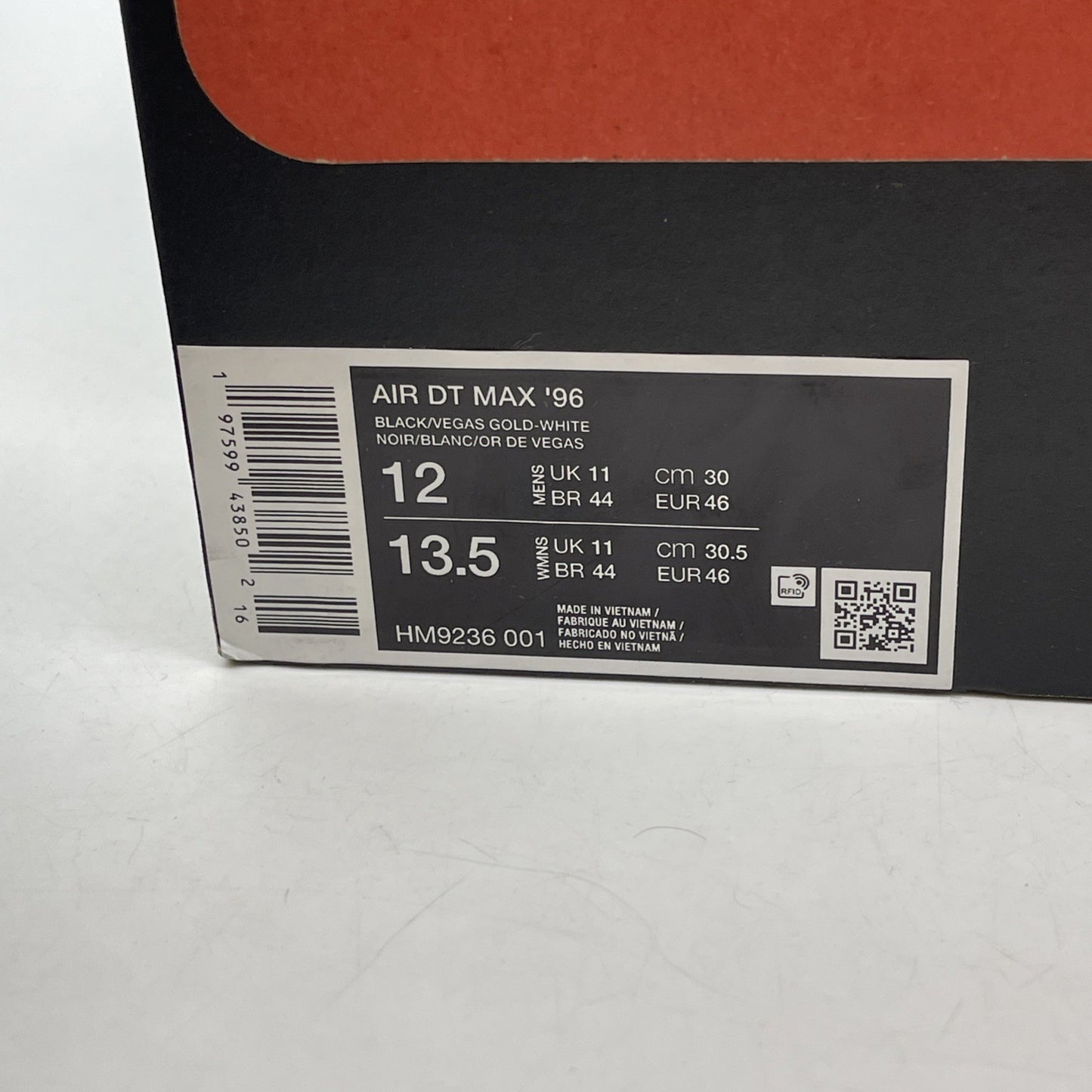Size 12 - Air DT Max 96 Colorado Home Black Gold Suede (HM9236-001)