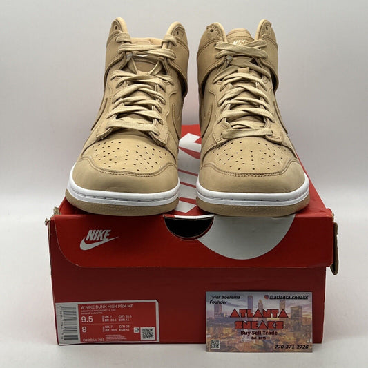 Size 9.5 - Nike Dunk Premium High Vachetta Tan W Suede White (DX2044-201)