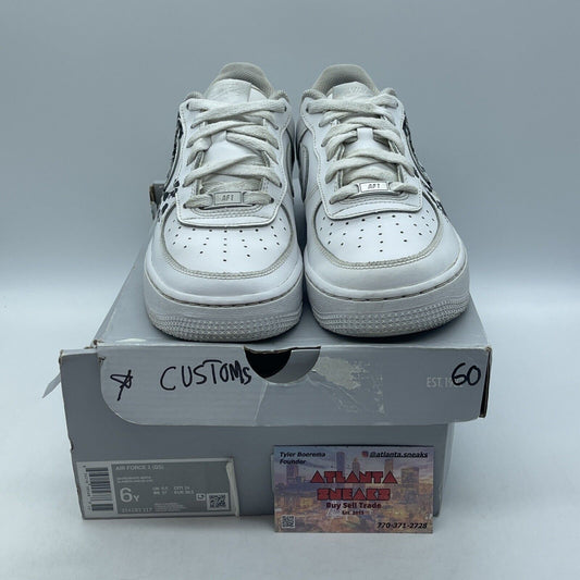 Size 6Y (GS) - Nike Air Force 1 Low White Black Leather Customs (314192-117)