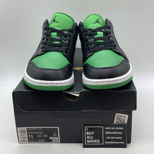 Size 11 - Nike Air Jordan 1 Low Black Lucky Green (553558-065)