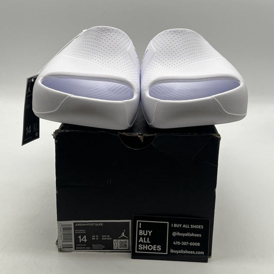 Size 14 - NIKE AIR JORDAN POST SLIDE WHITE-WHITE "SANDALS" (DX5575-100)