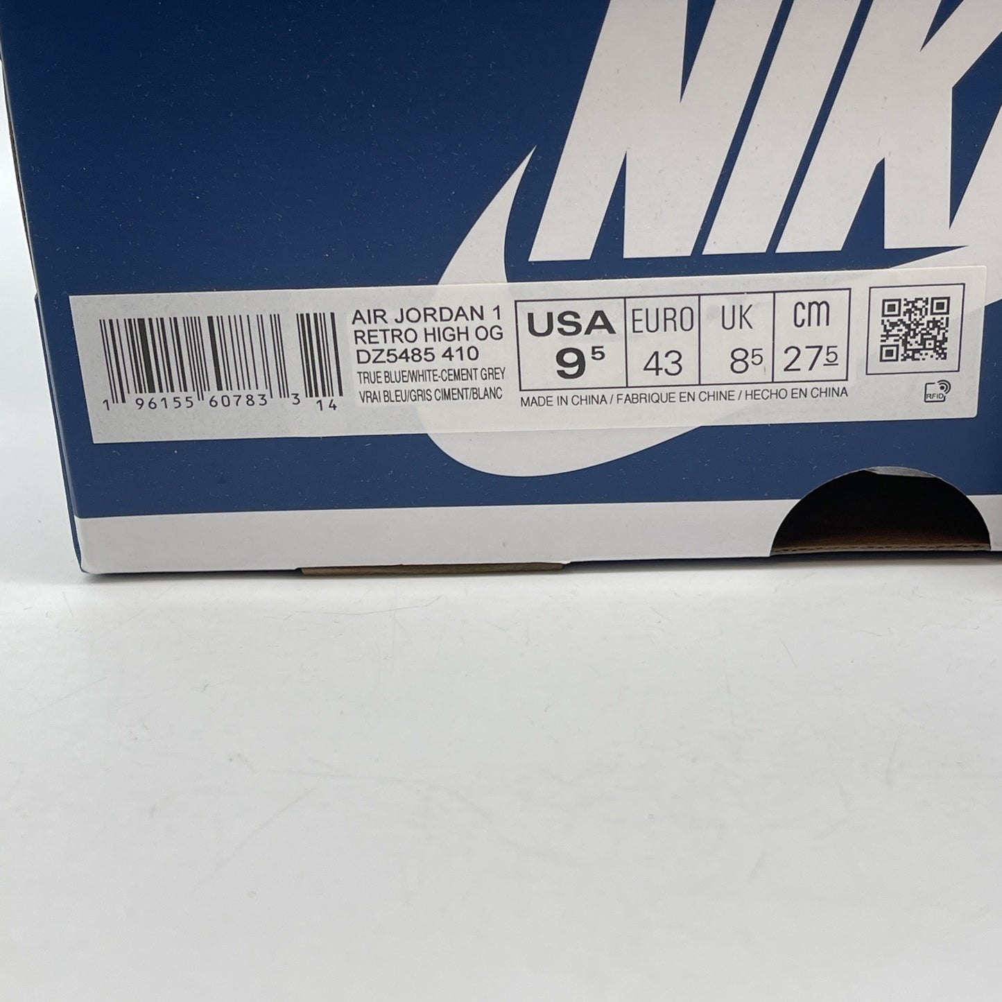 Size 9.5 - Jordan 1 Retro OG High True Blue White Leather Suede (DZ5485-410)