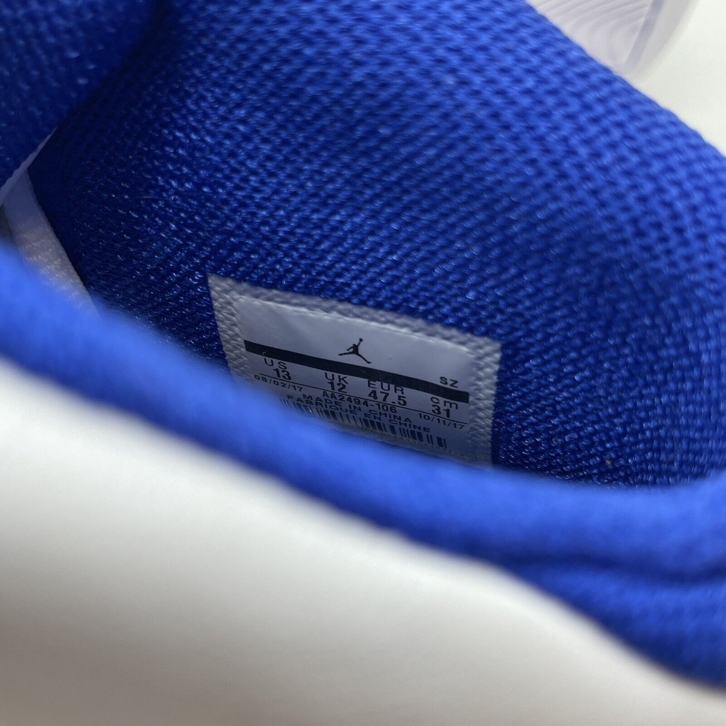 Size 13 - Air Jordan 18 Retro 2018 White Sport Royal Blue Leather (AA2494-106)