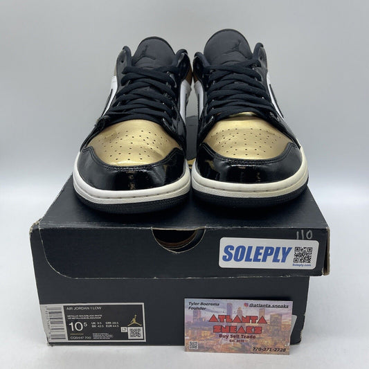Size 10.5 - Air Jordan 1 Low Gold Toe Black White Leather (CQ9447-700)