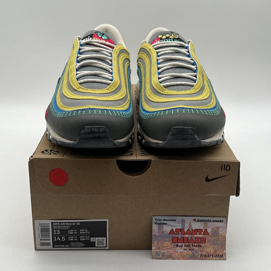Size 13 - Nike Air Max 97 Air Sprung Yellow Grey White Pink Leather (DH4759-001)