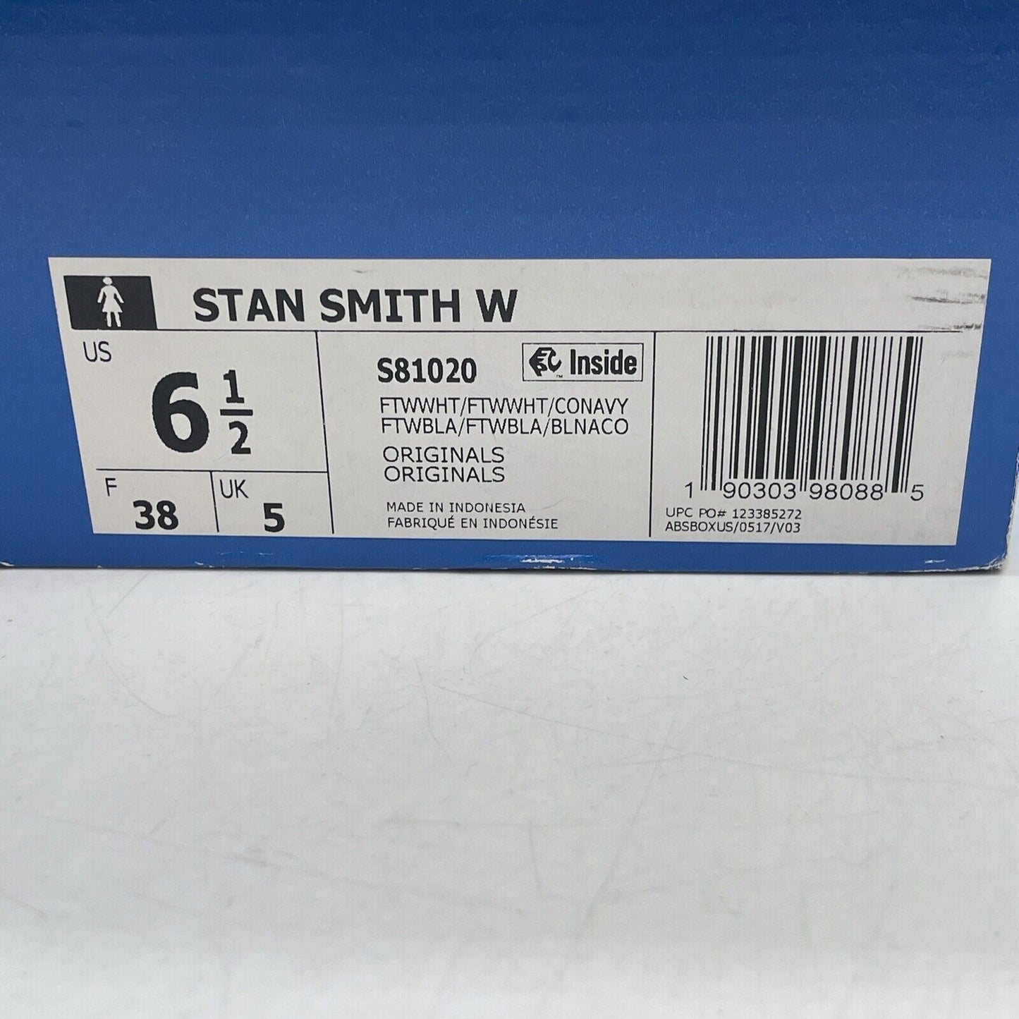 Size 6.5W - adidas Stan Smith White Blue Leather (S81020)