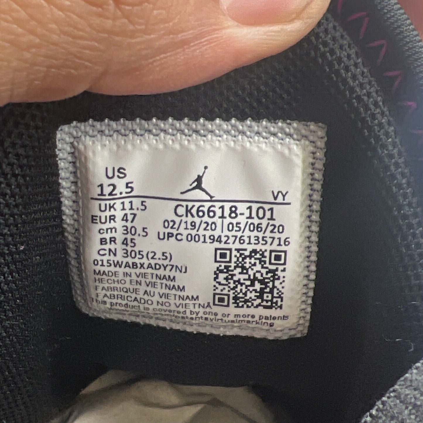 Size 12.5 - Jordan React Elevation White Hyper Violet (CK6618-101)