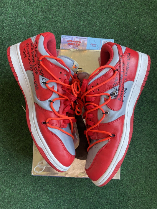 Size 12 - Nike Dunk Low x OFF-WHITE University Red 2019 Premium Leather Tags Box