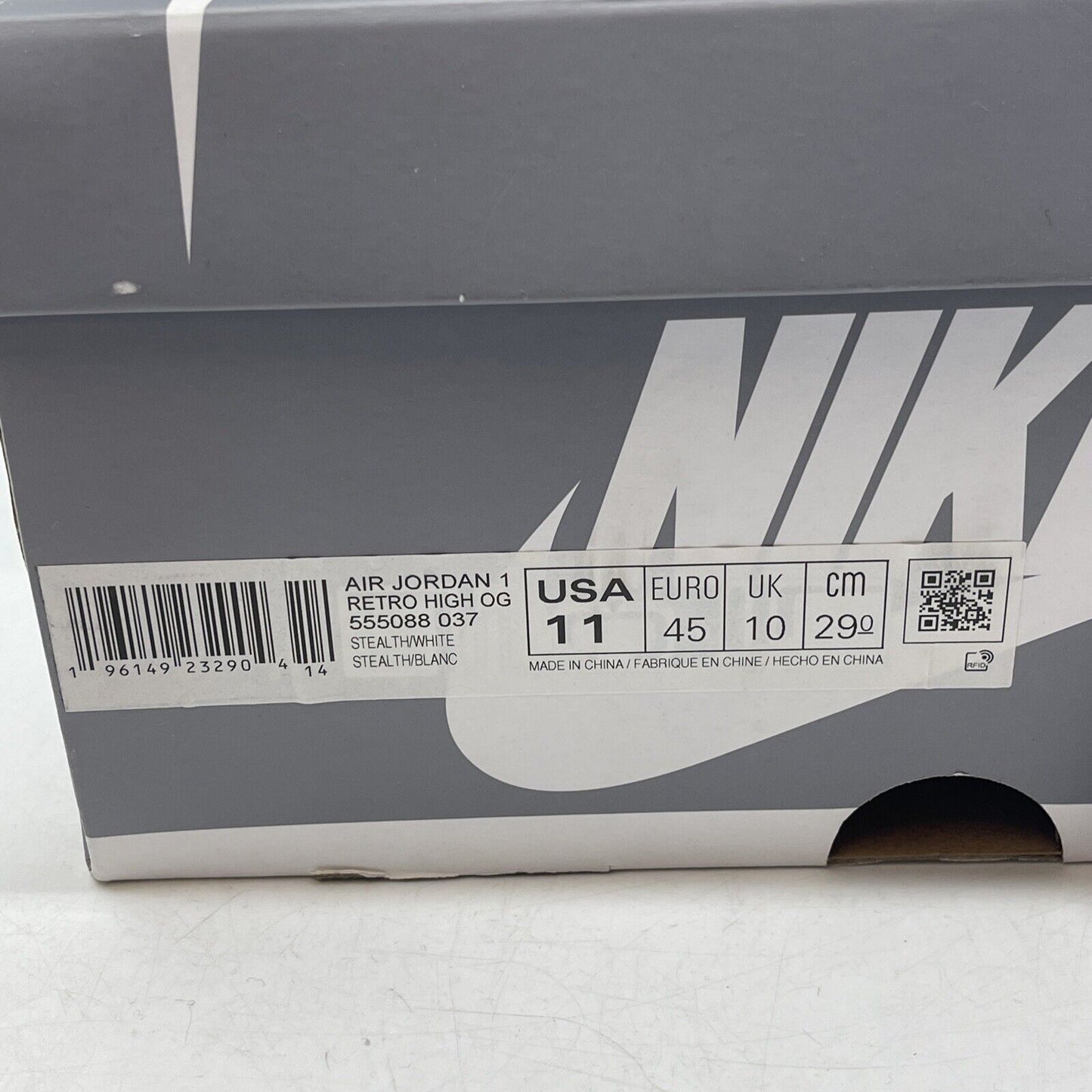Size 11 - Jordan 1 Retro High OG Stealth Grey White Leather (555088-037)