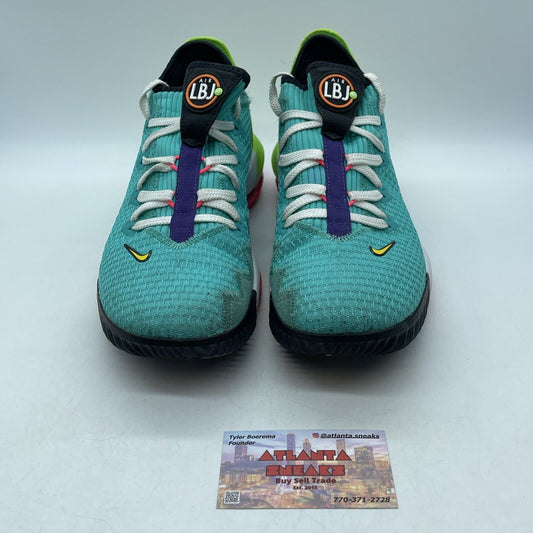 Size 9 - Nike LeBron 16 Low Air Max Trainer 2 Blue Green Suede (CI2668-301)