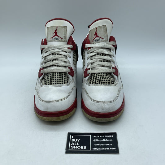 Size 6Y - Jordan 4 Retro Fire Red 2012 White Black Leather (408452-110)