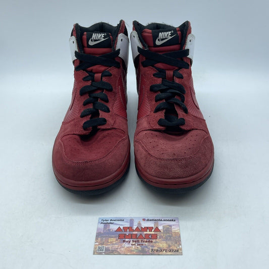 Size 10 - Nike Dunk High Red White Black Suede Leather (317982-661)