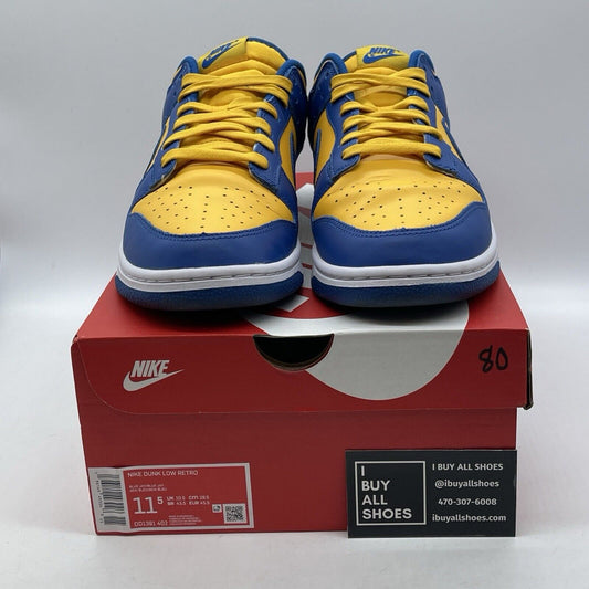 Size 11.5 - Nike Dunk Low UCLA Yellow Blue White Suede Leather (DD1391-402)