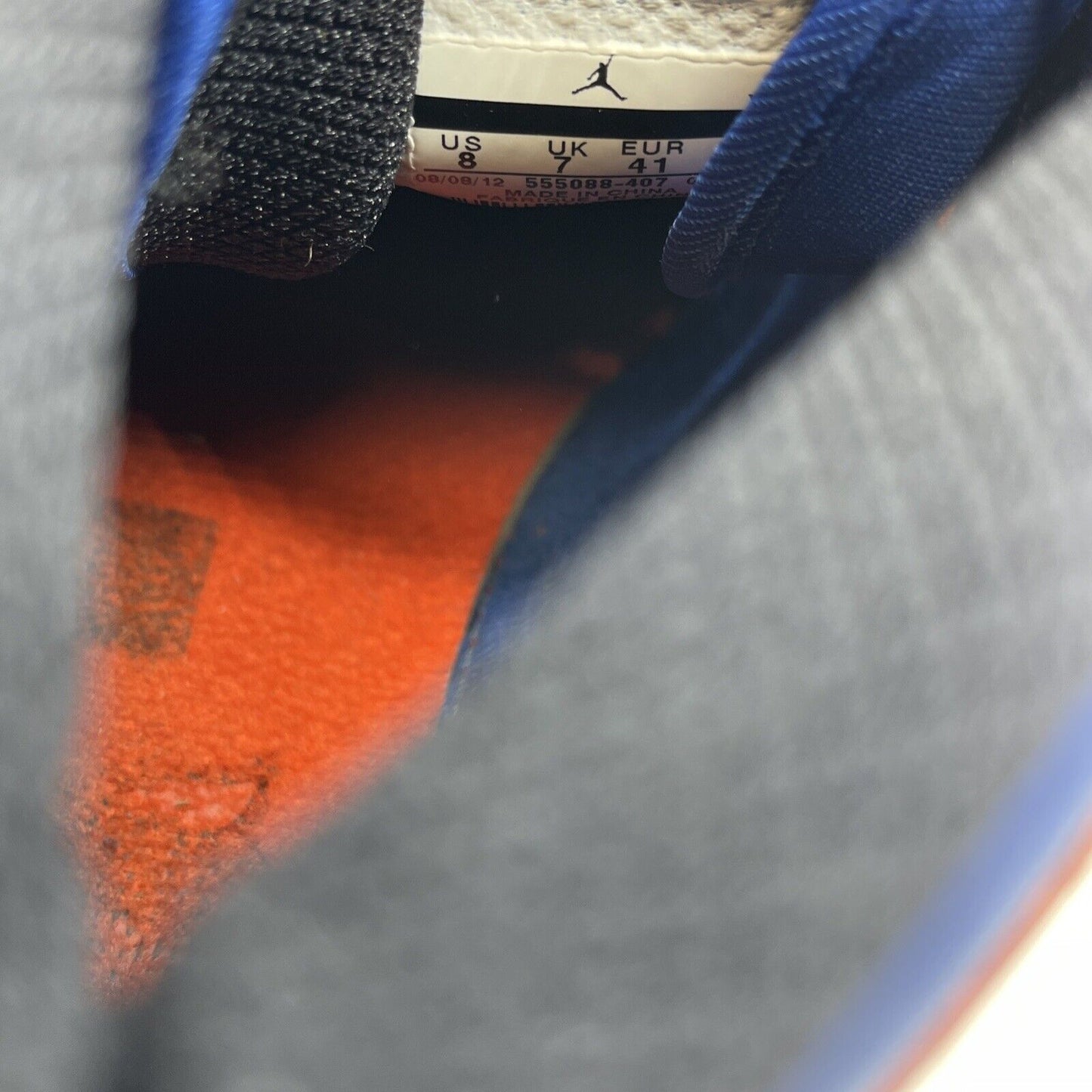 Size 8 - Air Jordan 1 Retro OG High Knicks Orange Blue Leather (555088-407)
