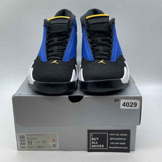 Size 11 - Air Jordan 14 Retro Laney Blue Black White Yellow Suede (487471-407)