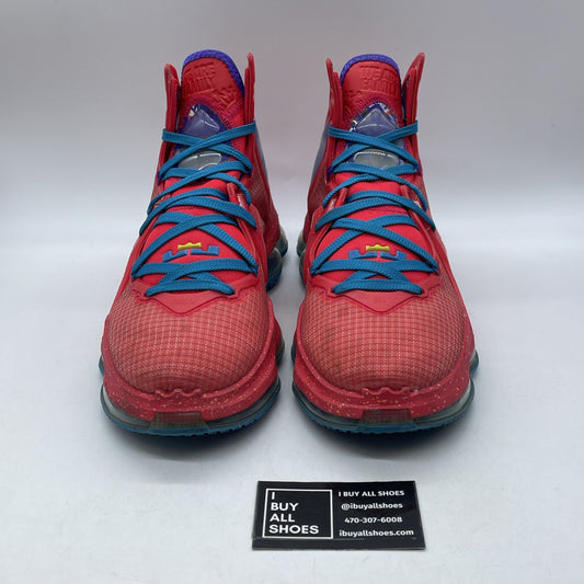 Size 11.5 - Nike LeBron 19 King's Crown Blue Red Leather (CZ0203-600)