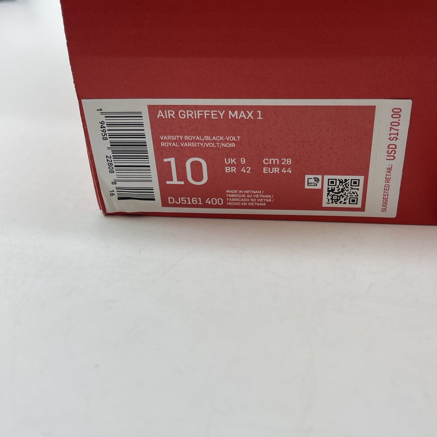 Size 10 - Nike Air Griffey Max 1 2021 Varsity Royal White Suede (DJ5161-400)