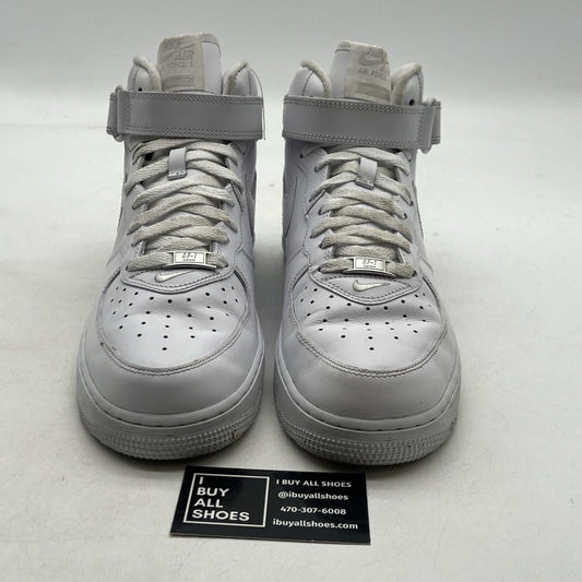 Size 10 - Nike Supreme x Air Force 1 Mid Box Logo - Triple White (FZ8784-100)