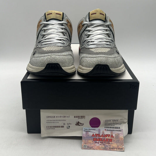 Size 7.5 - Gucci Ultrapace Silver Metallic W Red