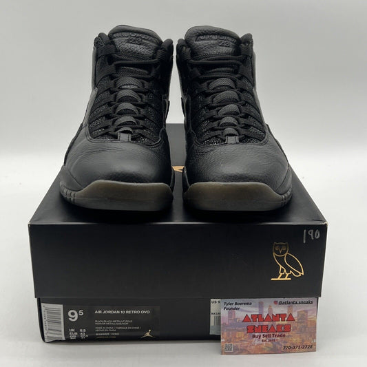 Size 9.5 - OVO x Air Jordan 10 Retro Black Leather (819955-030)