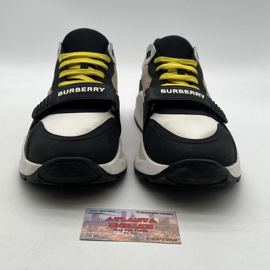 Size 14.5 - Burberry Ramsey Black & Archive Check Beige Sneakers