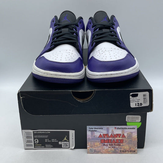 Size 9 - Air Jordan 1 Low Court Purple White Black Leather (553558-500)