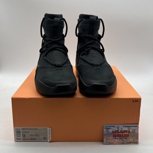 Size 9 - Nike Air Fear of God 1 Triple Black 2020 (AR4237-005)
