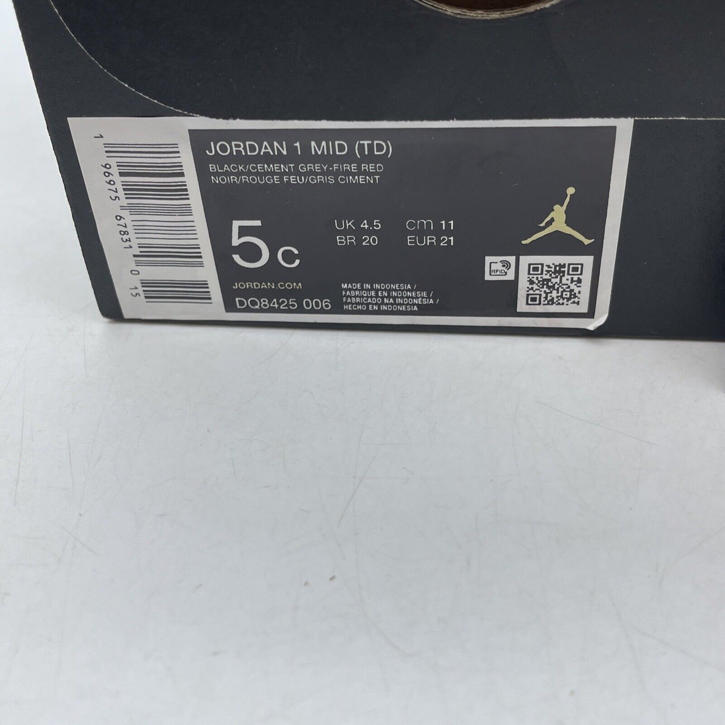 Size 5C - Toddlers Baby Nike Air Jordan 1 Mid (TD) BLACK CEMENT (DQ8425 006)