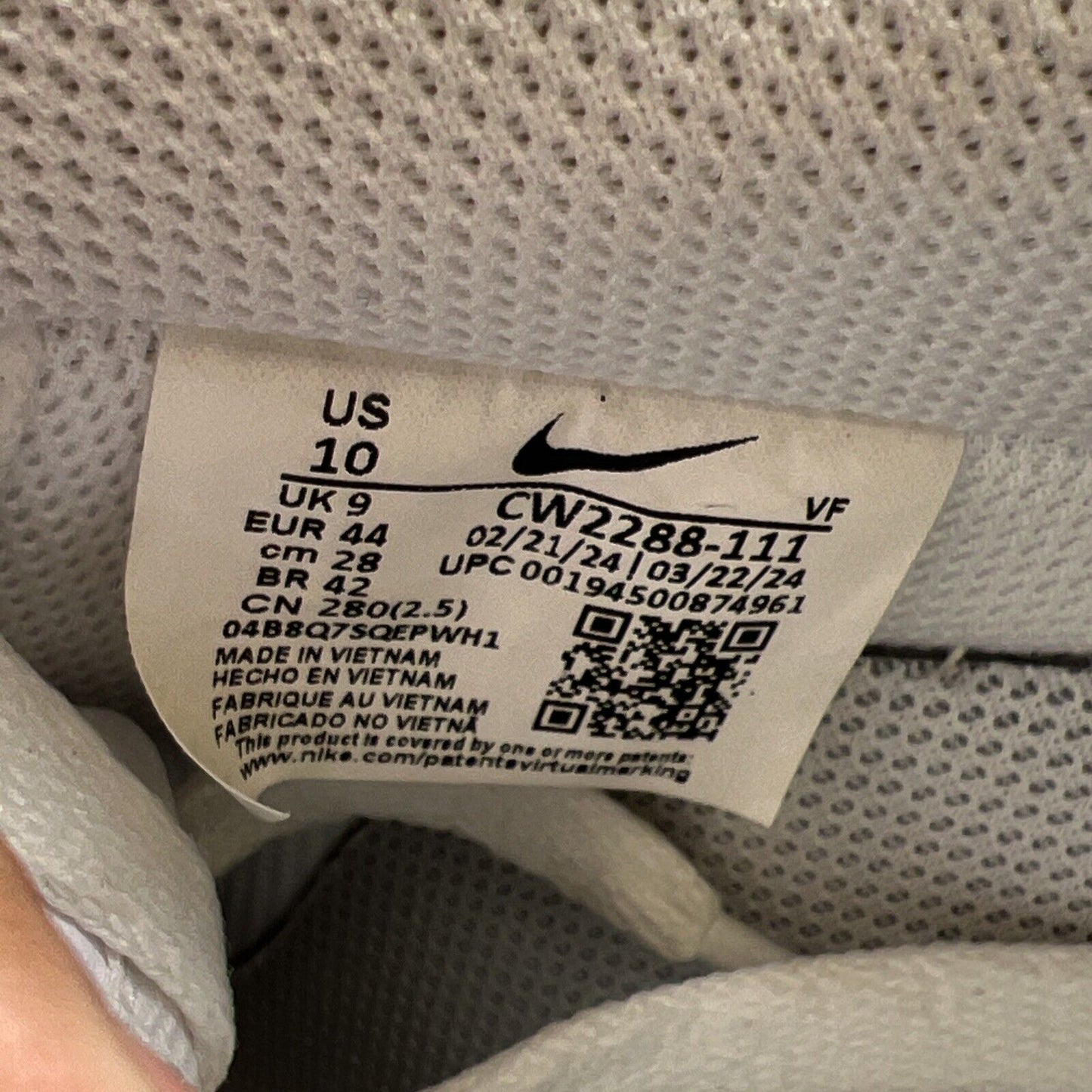 Size 10 - Nike Air Force 1 '07 Low Triple White (CW2288-111)