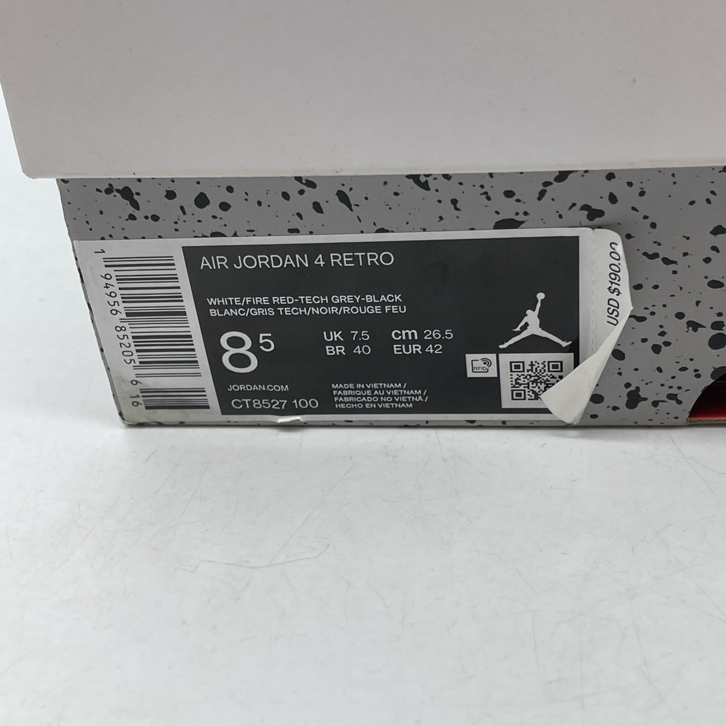 Size 8.5 - Jordan 4 Retro Mid White Oreo Grey Leather (CT8527-100)