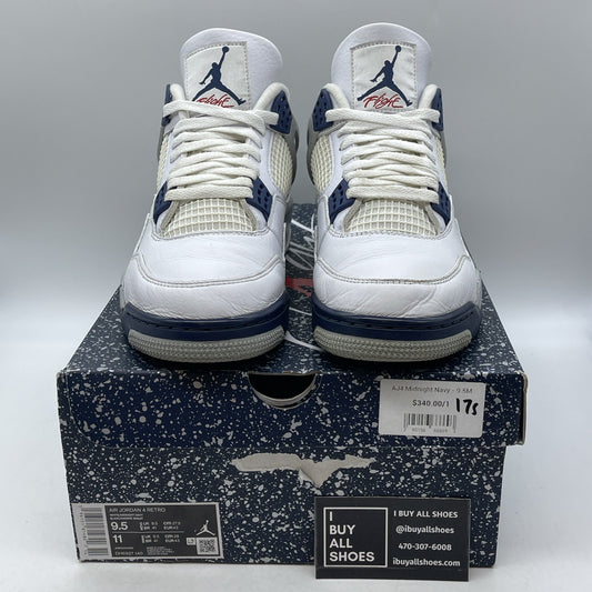 Size 9.5 - Jordan 4 Retro Mid Midnight Navy White Grey Leather (DH6927-140)
