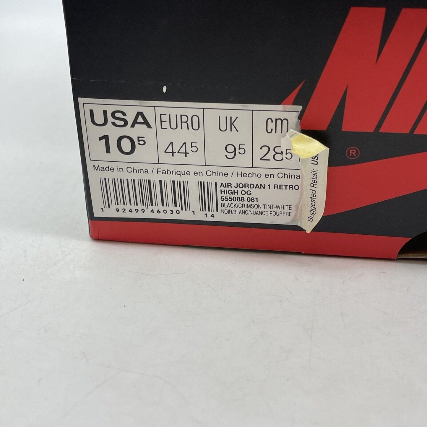 Size 10.5 - Air Jordan 1 Retro OG High Crimson Tint Black Pink (555088-081)