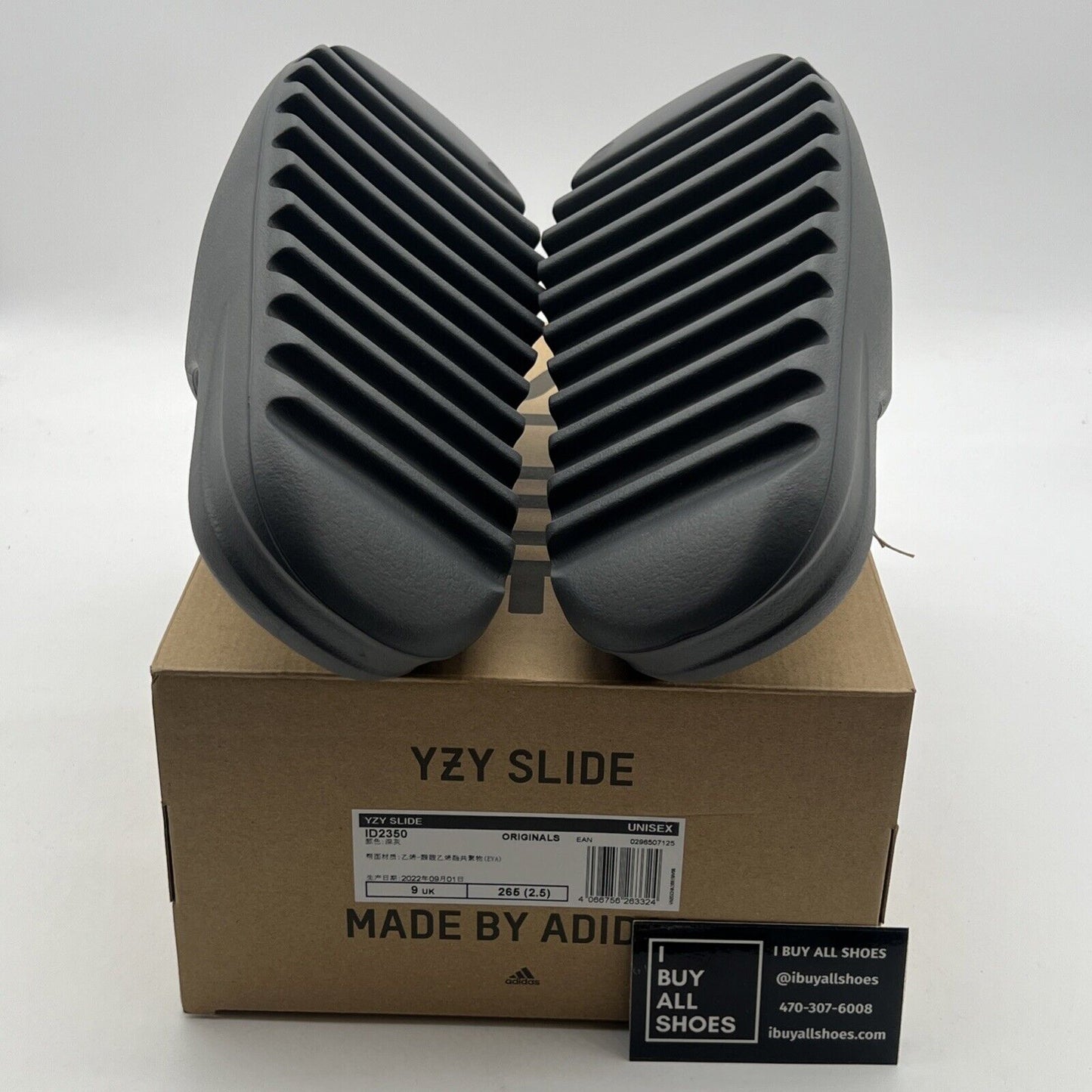 Size 9 - Men’s Adidas Yeezy Slide “Slate Grey”. (ID2350)