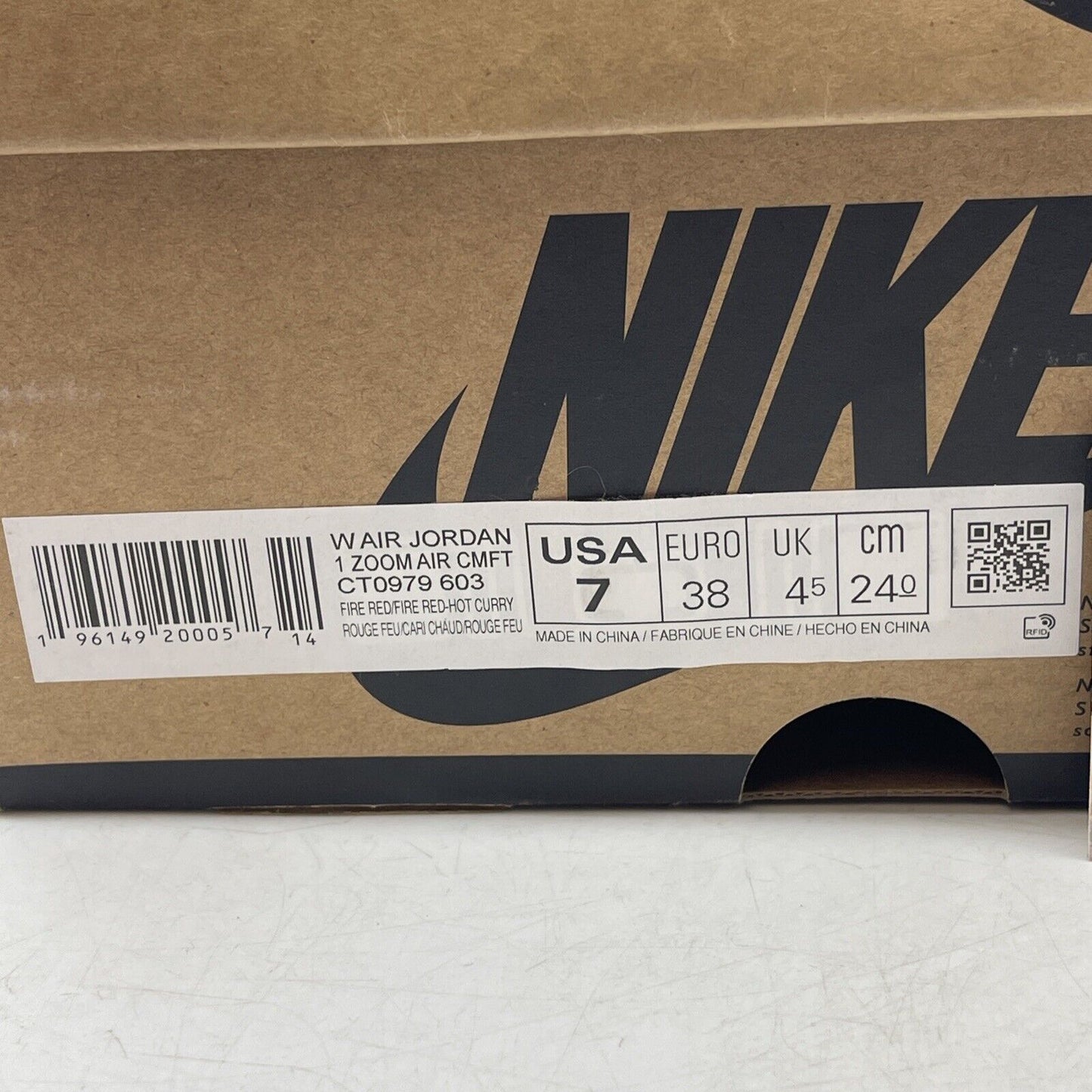Size 7W- Wmns Air Jordan 1 Zoom Air Comfort Fire Red Hot Curry Red (CT0979-603)
