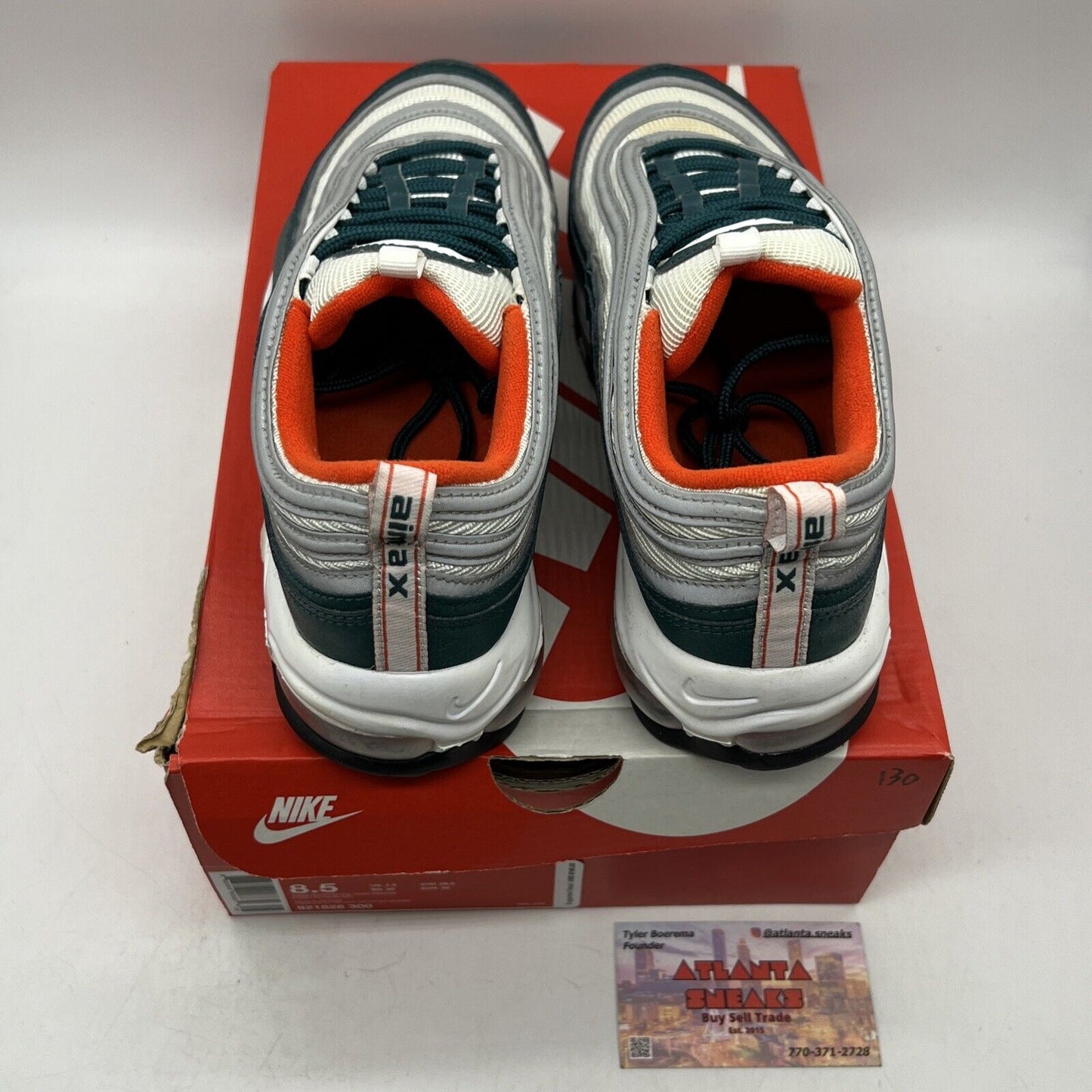 Size 8.5 - Nike Air Max 97 Miami Dolphins White Black (921826-300)