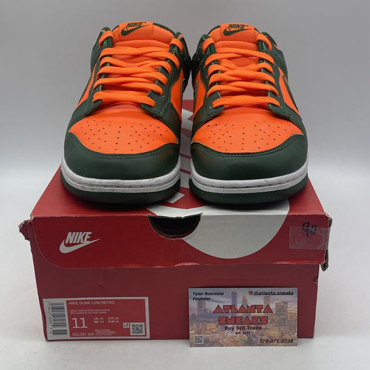Size 11 - Nike Dunk Low Miami Hurricanes Green Orange Leather (DD1391-300)