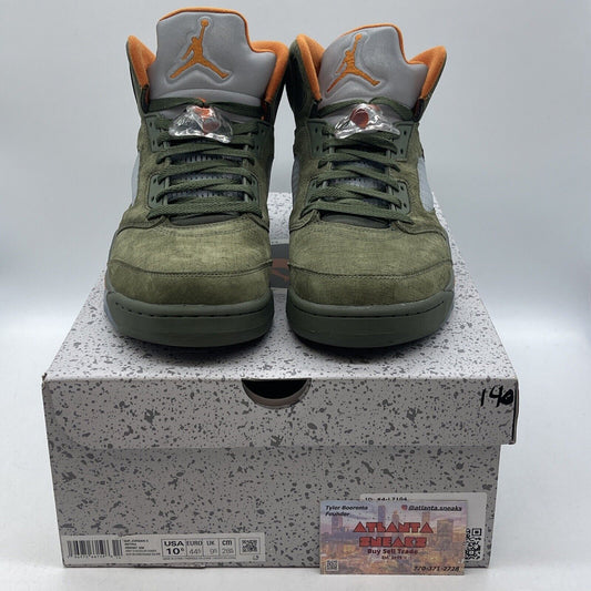Size 10.5 - Air Jordan 5 Retro 2024 Olive Orange Suede Grey Leather (DD0587-308)