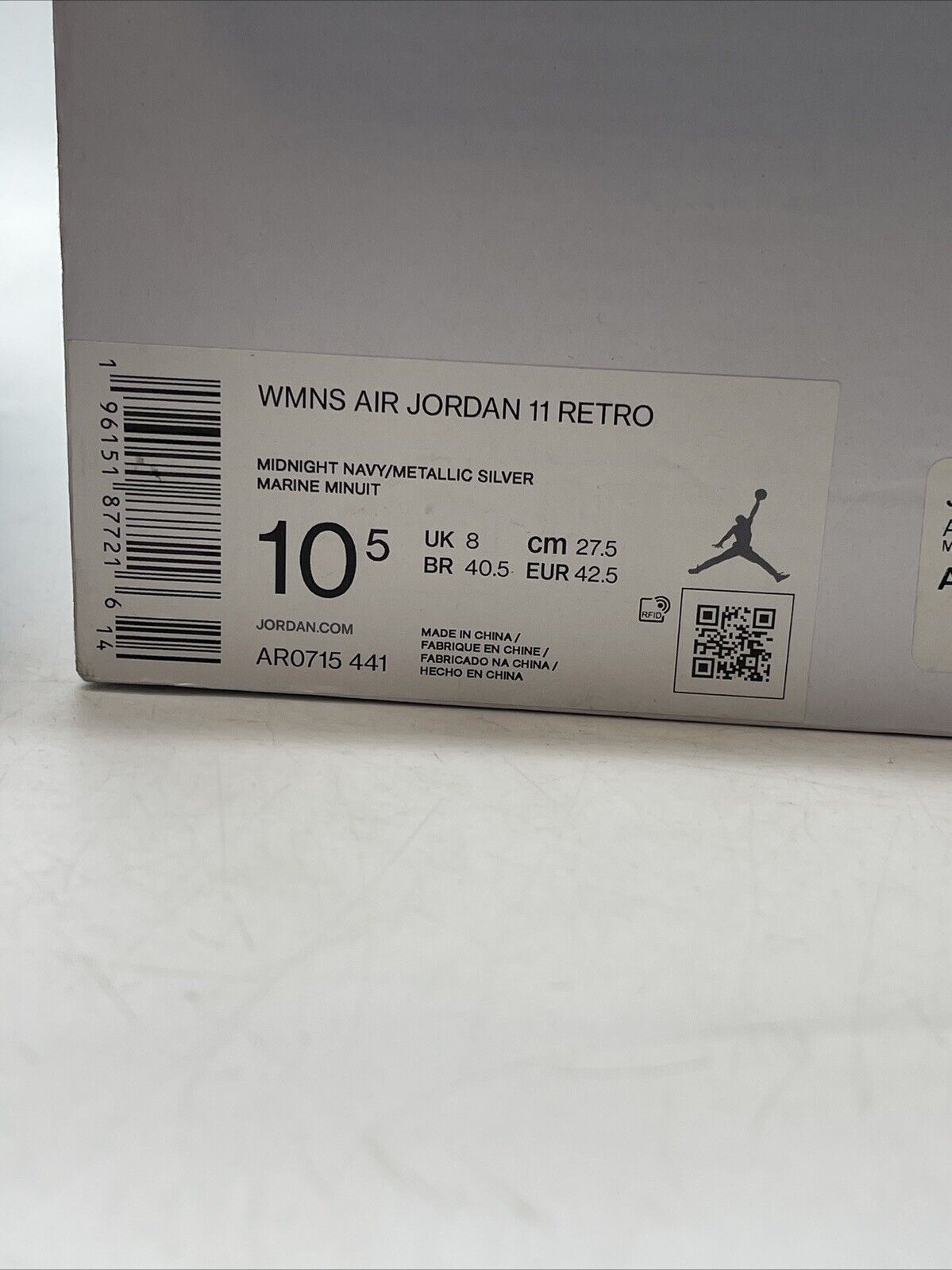 Size 10.5W - Jordan 11 Midnight Navy Velvet 2022 Silver White (AR0715-441)