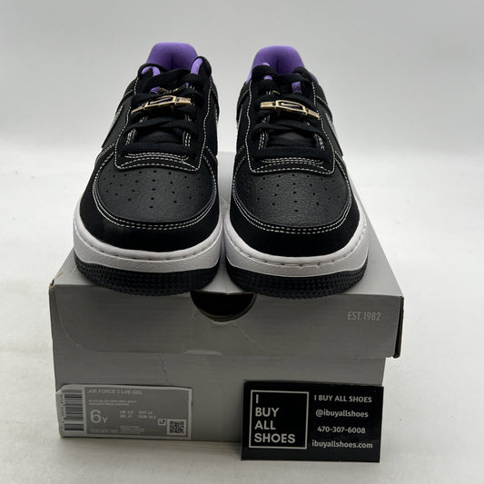 Size 6Y - Nike Air Force 1 Black White Purple (DQ0300-001)