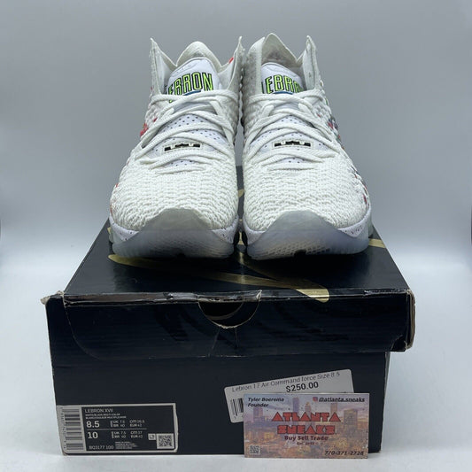 Size 8.5 - Nike LeBron 17 Air Command Force White Pink Suede (BQ3177-100)
