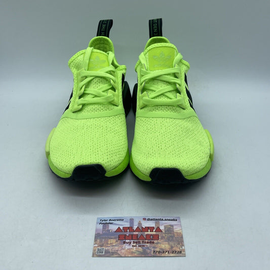 Size 8 - adidas NMD_R1 Glitch - Signal Green Black Suede Leather (FV3647)