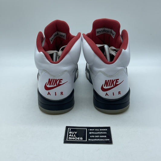 Size 9.5 - Jordan 5 Retro Mid Fire Red White Black Leather (DA1911-102)