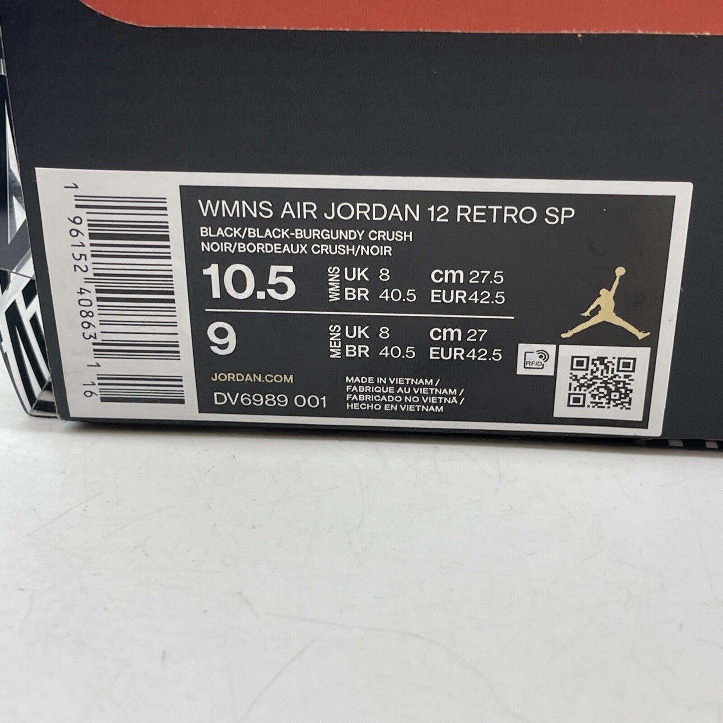 Size 10.5W - Air Jordan 12 Retro A Ma Maniere AMM Black Burgundy (DV6989-001)
