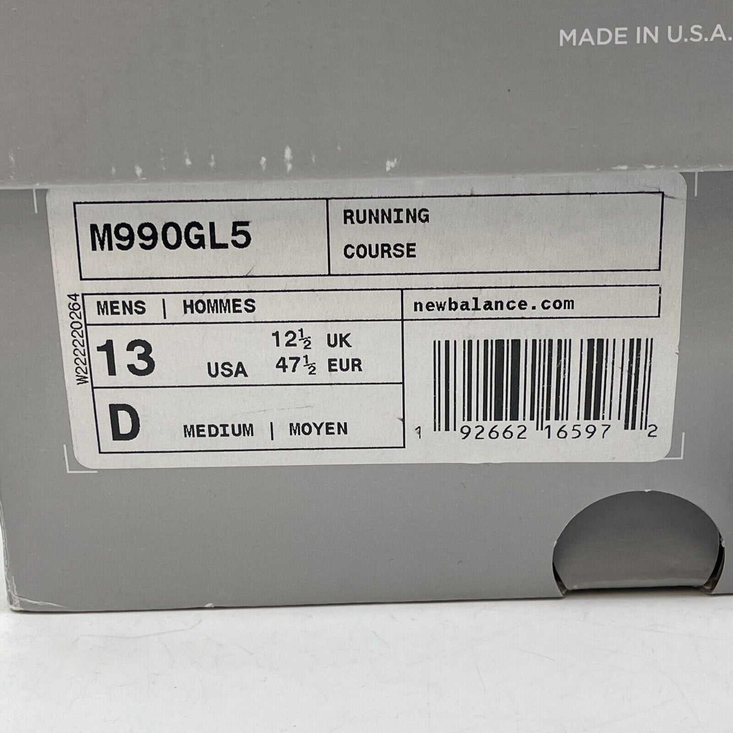 Size 13 - New Balance 990v5 Made in USA Low Castlerock Grey White (M990GL5)