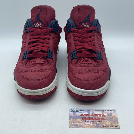 Size 8 - Air Jordan 4 Retro FIBA Red Blue White Gold Leather (CI1184-617)