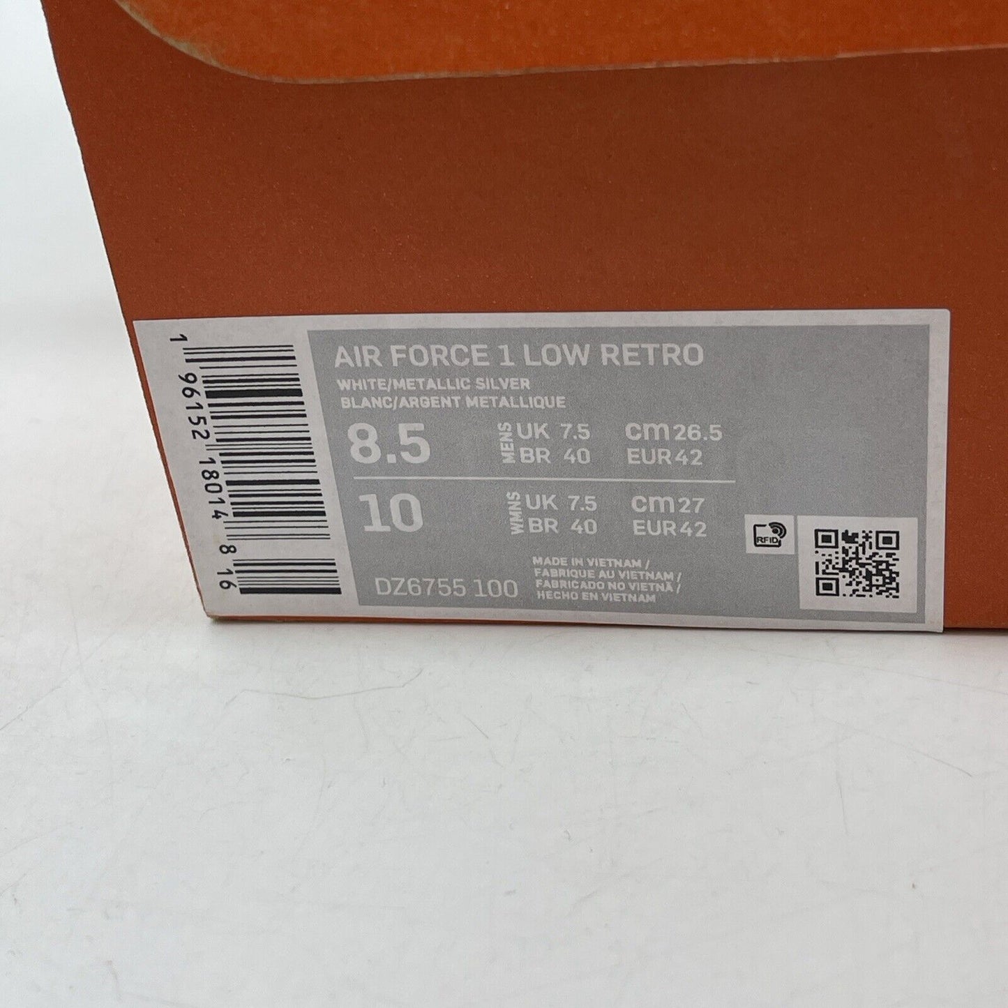 Size 8.5 - Nike Air Force 1 Low Color of the Month - White Silver (DZ6755-100)