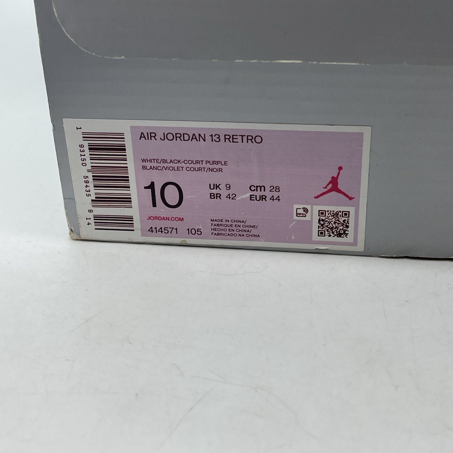 Size 10 - Air Jordan 13 Retro Lakers Purple White Suede Leather (414571-105)